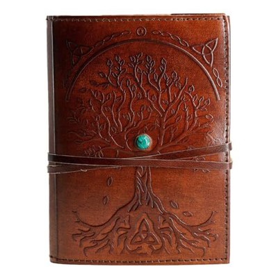 Leather Journal in 8x6 Refillable Lined Paper Tree of Life Handmade 8 x 6 Brown
