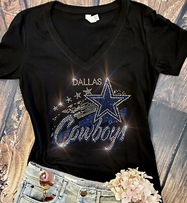Dallas Cowboys Rhinestone New Womens VNeck Sizes S thru 4X Womens sizes |  eBay