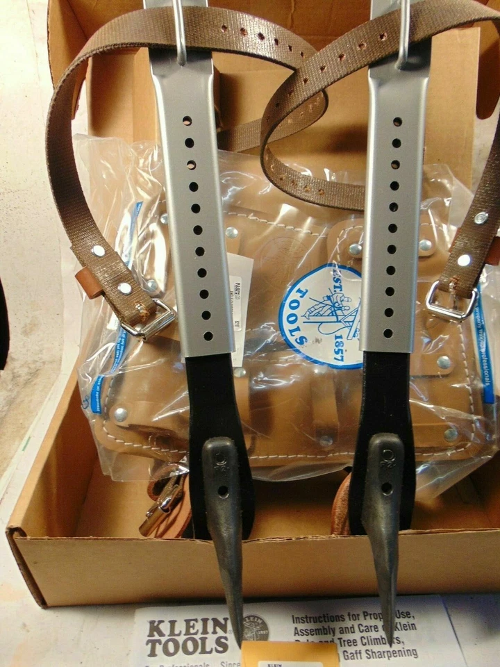 KLEIN TOOLS TREE CLIMBERS SET  2-3/4" GAFFS Tree Climbing Spikes With L Pads — 第 4/4 张图片