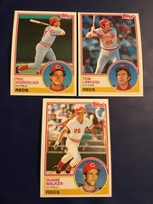 1983 Topps #34 #243 #423 Tom Lawless,Duane Walker, Paul Householder Lot 3 Reds