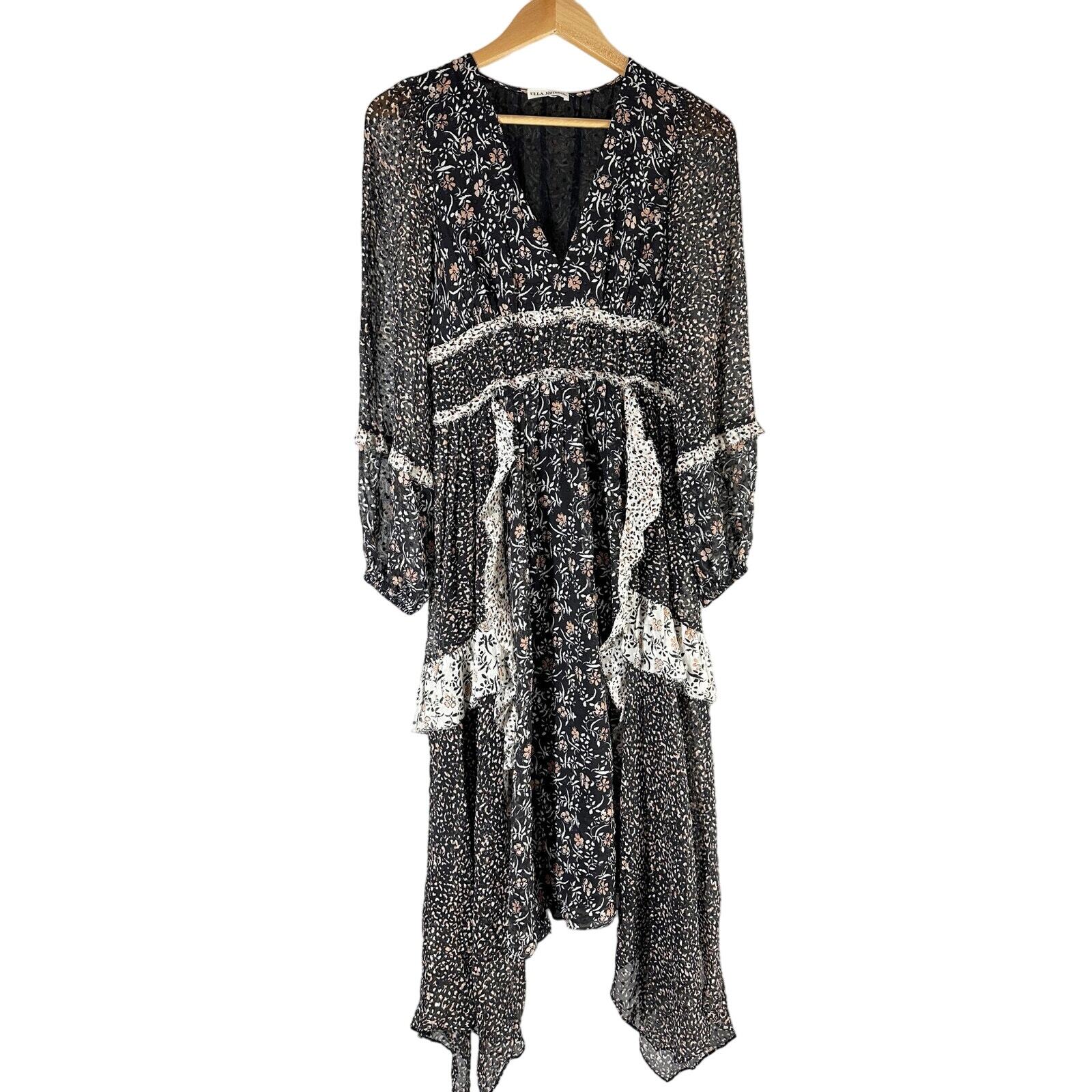 Ulla Johnson Noir Primrose Patchwork Midi DressBl… - image 2