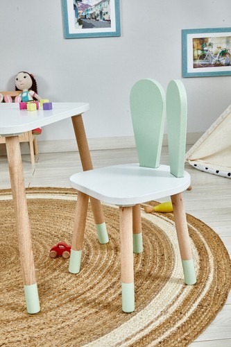 Kids Table and Chairs Set Wooden Children Dinner and Learning Table w/ 2 Chairs - Picture 3 of 5