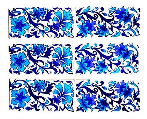 Border Tiles 4x8 Inch Kitchen Washroom Floral Tabletop tiles Pack of 6 tiles - Picture 1 of 2