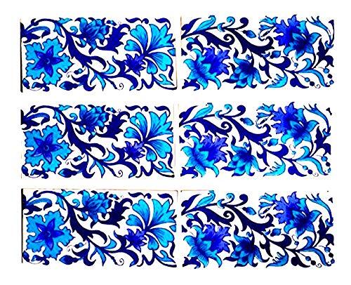 Border Tiles 4x8 Inch Kitchen Washroom Floral Tabletop tiles Pack of 6 tiles - Afbeelding 1 van 2