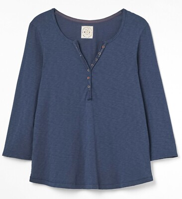 WHITE STUFF MARINEBLAU JERSEY STITCH IN TIME T-SHIRT TOP BLUSE GRÖSSE 6 NUR £8,95