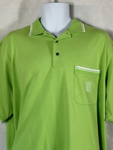 PGA Tour Brand Polo Golf Shirt Mens XL Mint Green Short Sleeves Cotton Blend - Picture 2 of 7