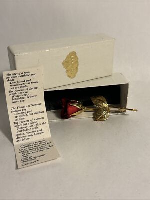 Vintage Giovanni  the life of a rose poem beautiful Brooch in box Rare RARE