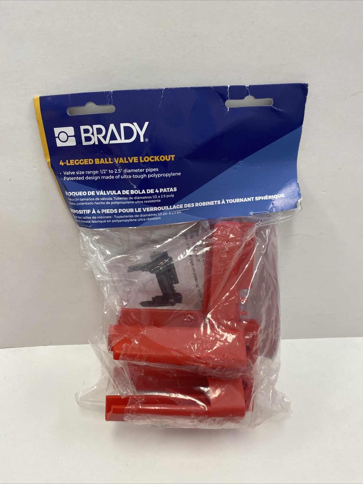 BRADY BS07ARD 4 Legged Ball Valve Lockout, Red 1/2 to 21/2 In. READ