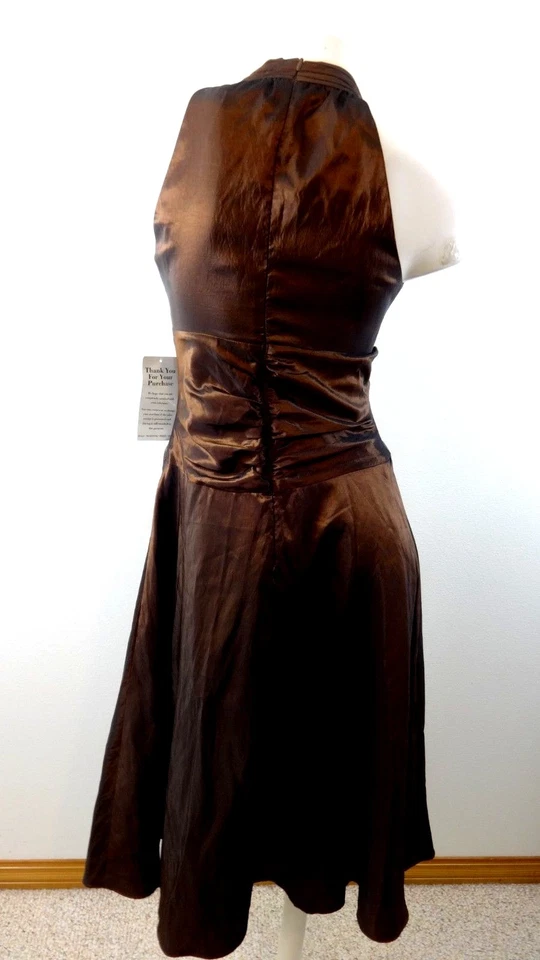 NUEVO CON ETIQUETAS VESTIDO DE NOCHE JESSICA HOWARD MUJER MARRÓN CON CUENTAS TALLA 6 Foto 3 de 4