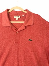 Lacoste Classic Fit Polo Shirt Heathered Red Short Sleeve Croc Logo Men  s Sz 3XL