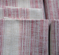 Next Upholstery remnants blended woven fabric oatmeal red stripes 140cm x 118cm