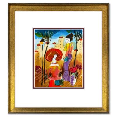 Moshe Leider, Framed Original Mixed Media Watercolor Painting, Hand Signed