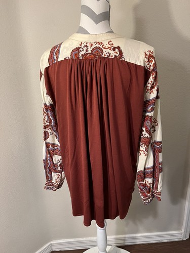Pullover Anthropologie PEQUEÑO Multicolor Paisley Boho Encaje Top Trabajo O Jugar Talla L - Imagen 2 de 7