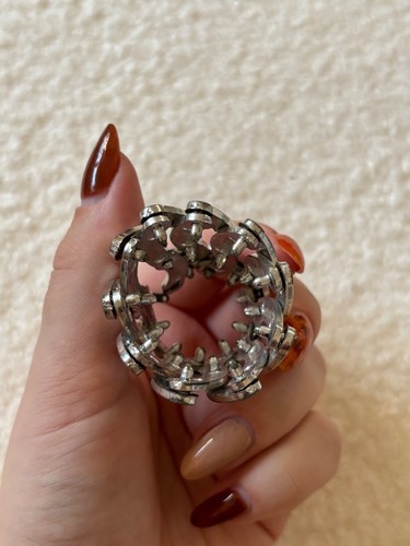 true vintage plastic silver round hair claw clip 80s 90s authentic - Picture 10 of 10