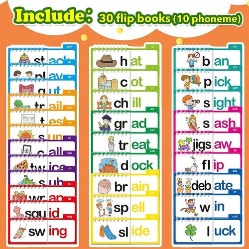 30 Read and Rhyme Flip Books Word Families Flash Cards Educational Reading Games - Picture 5 of 13