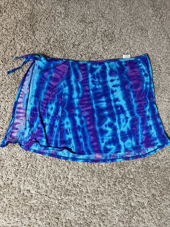 Catalina Mujer 2X Nylon Cubre Falda Acanalada Azul Corbata Cintura Foto 3 de 4