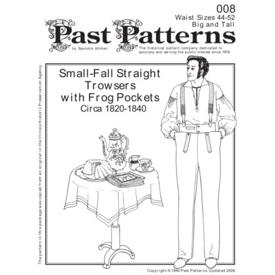 Past Patterns 0008 - 1800s Small Fall Straight Trousers pattern waist 44''-52''