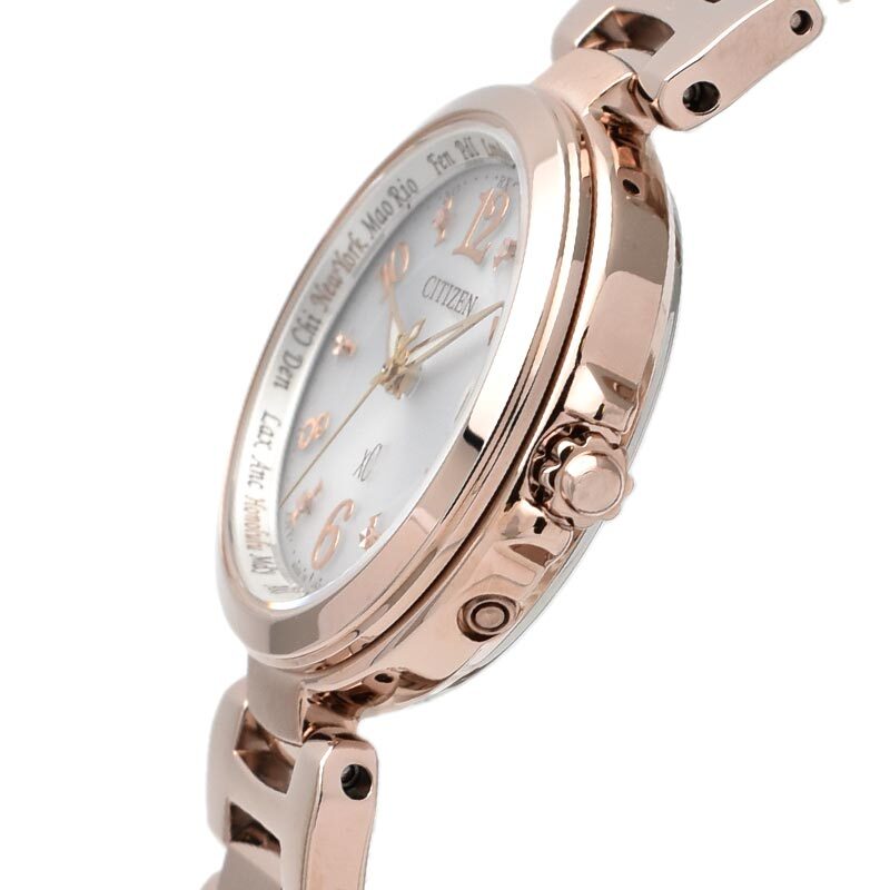 Pre-owned Citizen Xc Happy Flight Ec1037-51a Eco-drive Radio Solar Watch Sakura Gold Women