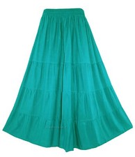 BeautyBatik Turquoise Women BOHO Gypsy Long Maxi Tiered Peasant Skirt 3X 22