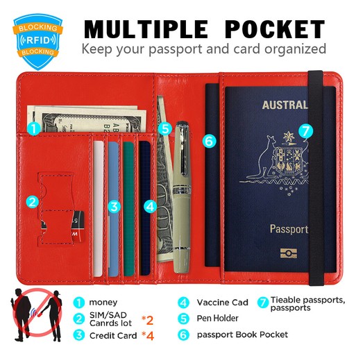 RFID Australia Passport Wallet Travel Leather Cards Holder Cover Case Women Men - Picture 95 of 102