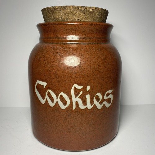 VINTAGE "Kekse" KERAMIK KEKSDOSE MIT KORKDECKEL 70er Jahre