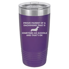 Tumbler 20oz 30oz Travel Mug Cup Stainless Steel Proud Parent Dachshund