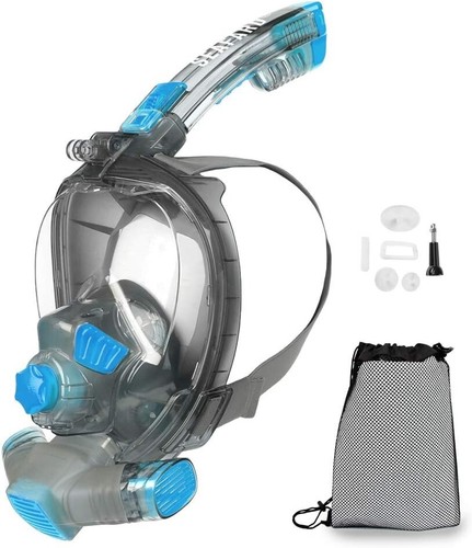 QingSong Kids Snorkel Mask Full Face, Snorkeling Set with Camera Mount,