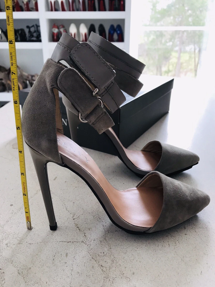 Grey pumps with ankle strap sales