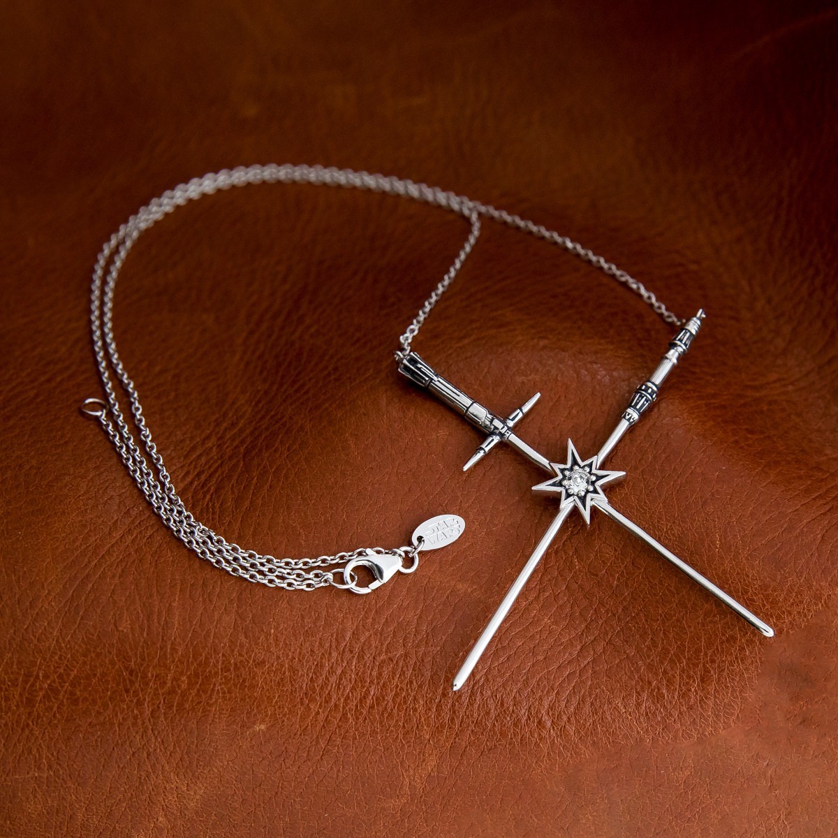 Star Wars X RockLove NEW Kylo Ren & Rey Crossed Lightsaber Pendant Necklace