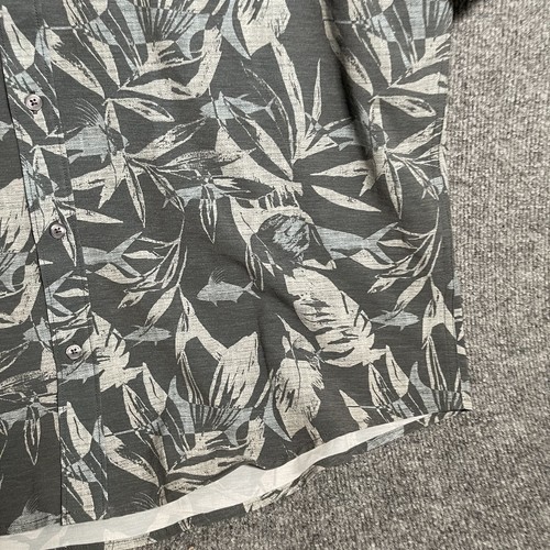 Huk Fishing Kona Ocean Palm Shirt Men’s Sz XL Short Sleeve Gray Button Up - Picture 2 of 15