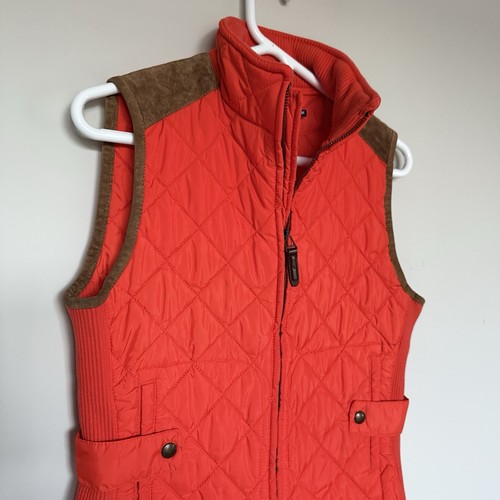 Ralph Lauren Sport Womens Vest Medium Suede Trim Quilted Outdoor Riding Preppy - Picture 2 of 7