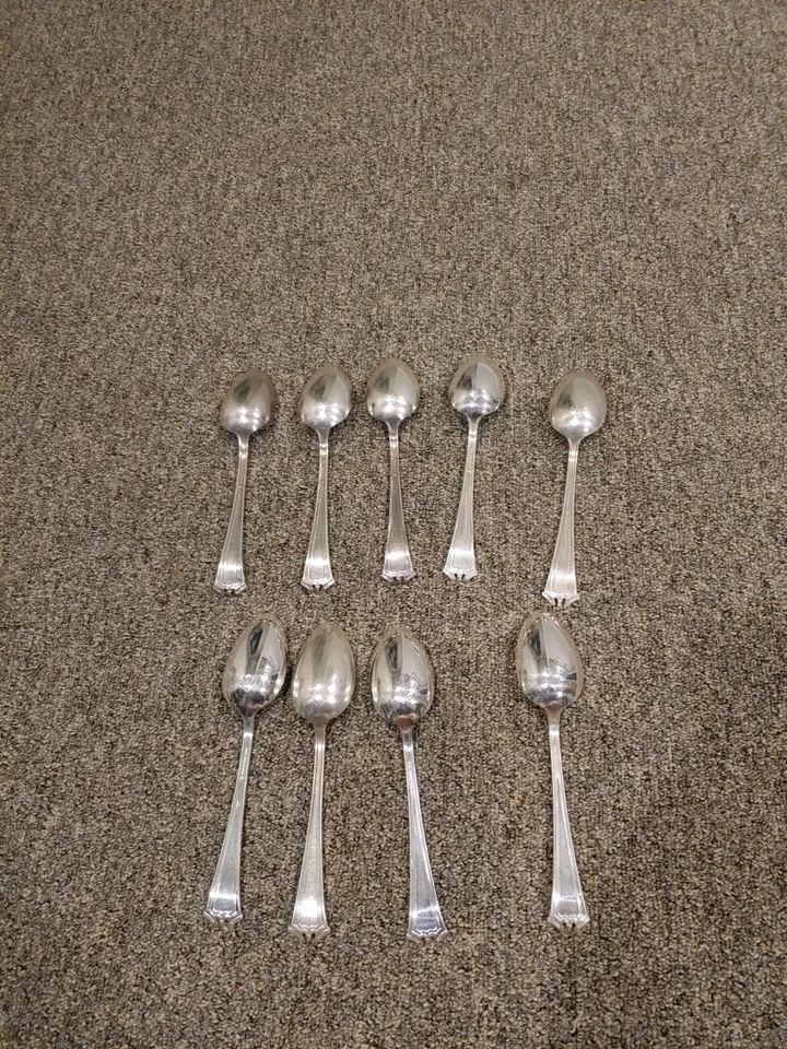 Lote de 9 cucharas grandes Rogers Bros Continental Patter 1847 cubiertos antiguos Foto 4 de 4