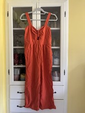 Monteau Los Angeles Medium Linen Rayon Blend One Piece Orange Jumpsuit