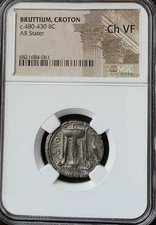 Bruttium Croton Tripod & Heron Stater NGC CH VF Ancient Silver Coin
