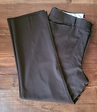 Jeff & Co Brown Wool Dress Trousers W36" I/L 29" Subtle Wide Pin Stripe