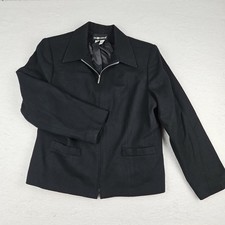 SAG Harbor Womens Black Blazer Jacket 100 New Wool Full Zip Sz 14 Lined Pockets