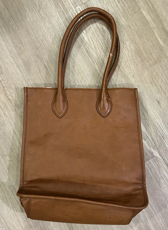Bolso de Mano J Crew de Cuero Marrón con Doble Asas Foto 2 de 4