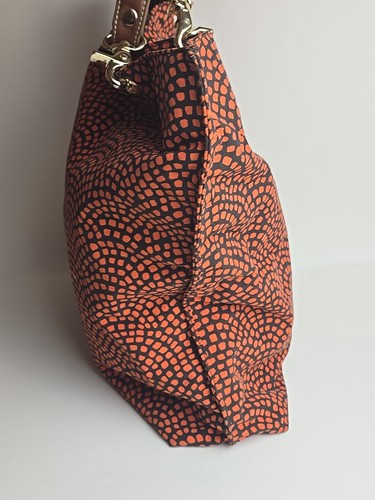 J Mclaughlin Canvas Magnetic Polka Dot Tote Shoulder Bag Handbag Orange Black - Picture 2 of 10