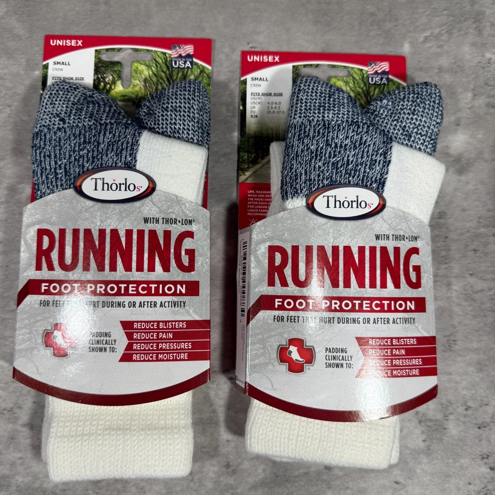 Thorlos Unisex XJ Maximum Cushion Running Crew Socks White & Navy Size S