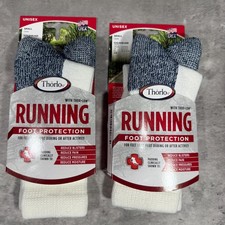 Thorlos Unisex XJ Maximum Cushion Running Crew Socks White  Navy Size S
