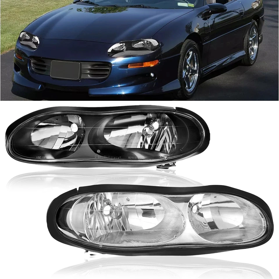 Pair Headlights Assembly Front Left+Right For 1998-2002 Chevy Camaro Z28 5.7L - Image 3 of 3