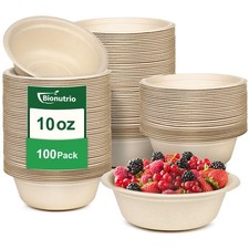 Paper Bowls 10 oz, 100 Pack Small Disposable Bowls, Heavy Duty Paper Bowls fo...