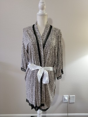 Victoria s Secret Cheetah Animal Print Lace Trim Belted Robe Size M/L