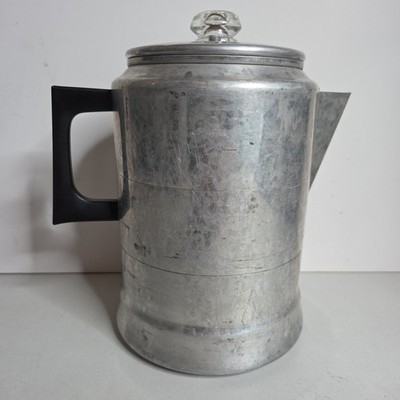 Mid-Century Aluminum 14-Cup Stovetop Coffee Pot Percolator Camping Made In USA