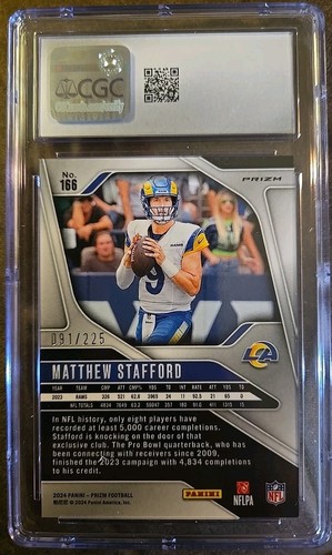 2024 Panini Prizm Purple Ice #166 Matthew Stafford 091/225 gemma ottime condizioni CGC 10 - Foto 2 di 3