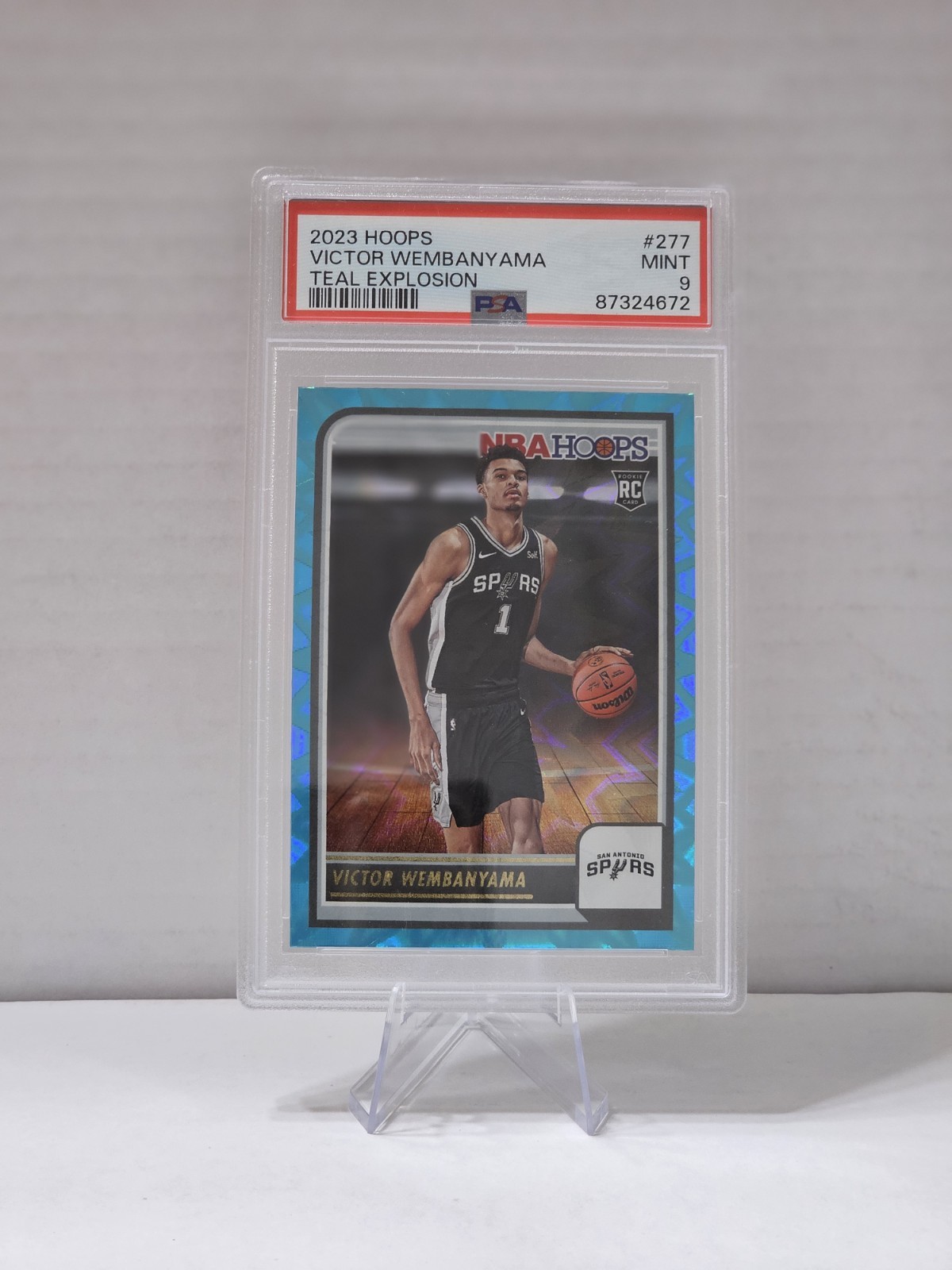 2023 PANINI NBA HOOPS #277 VICTOR WEMBANYAMA TEAL EXPLOSION - PSA 9
