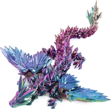 3D Printed Dragon with Wings, 9" Articulated Winged Dragon for Home Office Decor