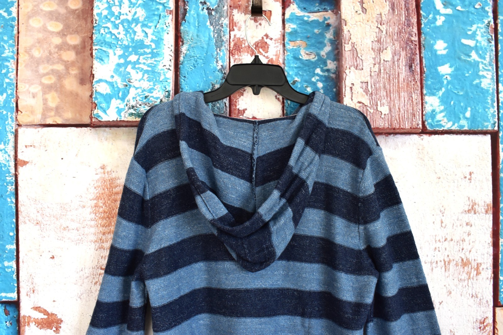 Men's Tommy Hilfiger Denim Essential Stripe Beach Hoodie Pullover MEDIUM Blue image 8