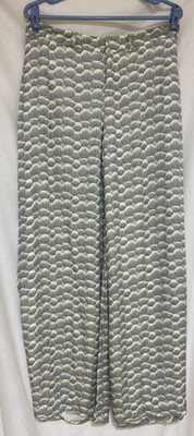 Anthropologie Elevenses Palazzo Wide Leg Pants Women's Size Cream/Blue Casual 6