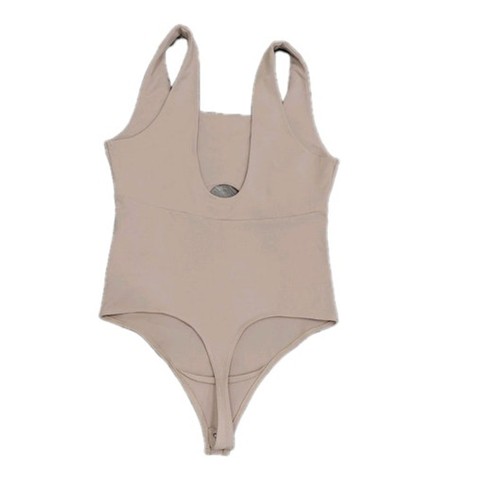Abercrombie & Fitch Body Soft A&F Seamless Bodysuit Women's Large Beige Cut out - Picture 5 of 8